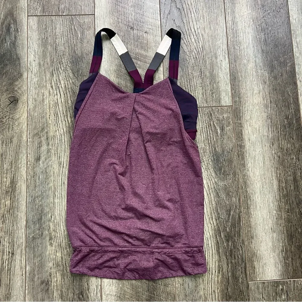Lululemon Rest Less Tank Heathered Plum Hyper Stripe Plum Pow Stripe Angel Wing
